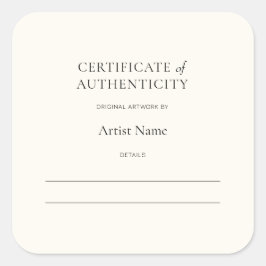 Ivoorcertificaat van echtheid voor Art Sticker