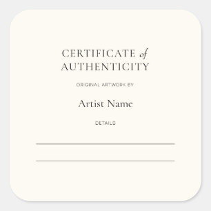Ivoorcertificaat van echtheid voor Art Sticker