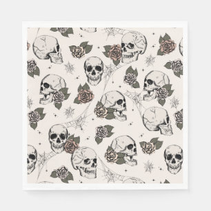 Ivoorgotische schedels en Rozen Halloween Servet