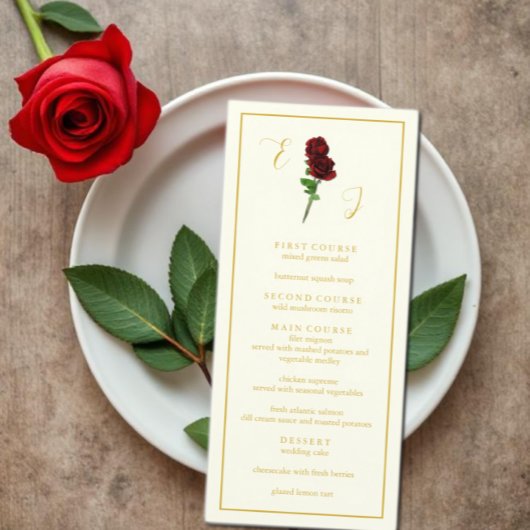 Ivoorgoud Roos bruiloft Menu