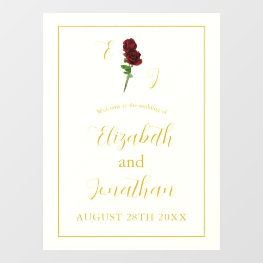 Ivoorgoud Roos bruiloft Raamsticker (Vel)