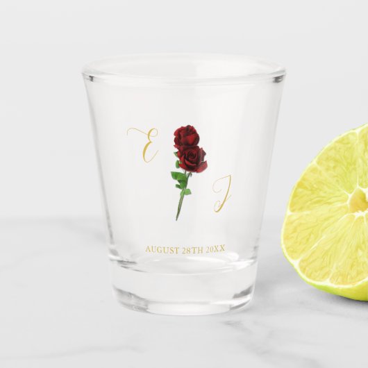 Ivoorgoud Roos bruiloft Shot Glas (Voorkant)
