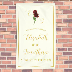 Ivoorgoud Roos bruiloft Spandoek