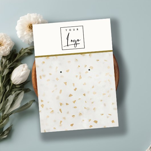 Ivoorgoud terrazzo marmeren textuur oorbel Logo Visitekaartje