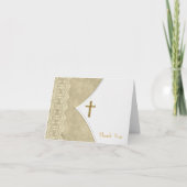 Ivoorgouden kruis doop doop dank u auto bedankkaart (Voorkant)