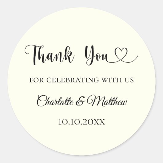 Ivoorhart dank jullie bruiloft ronde sticker (Voorkant)