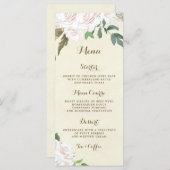 Ivoorkleurige bloemen elegante bruiloft menu kaart (Voorkant / Achterkant)