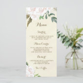 Ivoorkleurige bloemen elegante bruiloft menu kaart (Staand voorkant)