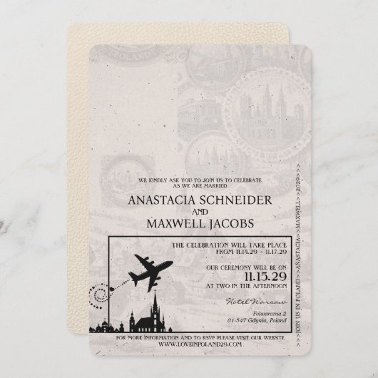 Ivoorkust Polen Paspoort Huwelijksuitnodiging Kaart (Voorkant / Achterkant)