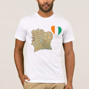 Ivoorkust Vlag Hart en kaart T-shirt