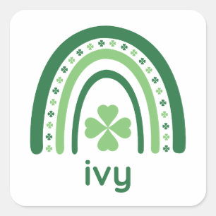 ivoornaam Clover Boho Rainbow Vierkante Sticker