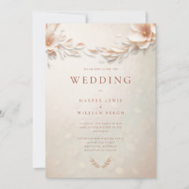 Ivoorperzik bloemen bruiloft kaart