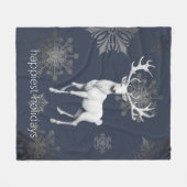 Ivoorrendier Kerstmis | Blauw Fleece Deken (Voorkant (Horizontaal))