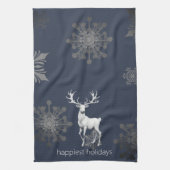 Ivoorrendier Kerstmis | Blauw Theedoek (Verticaal)