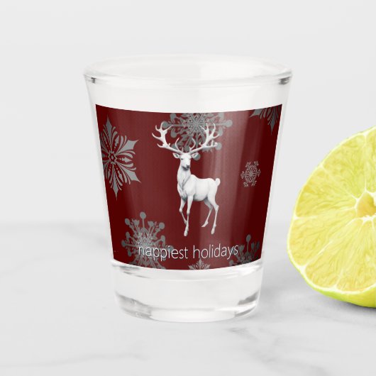 Ivoorrendier Kerstmis | Red Shot Glas (Voorkant)