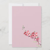 Ivoorroze bordeauxrood mint groen bloemenbruiloft kaart (Achterkant)