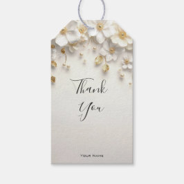 Ivoorwit Bloemen Goud Bladeren Gift Label Cadeaulabel