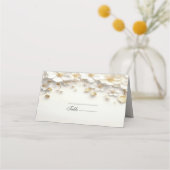 Ivoorwit Bloemen Goud Bladeren Place Card (Voorkant)