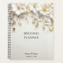 Ivoorwit Bloemen Goud Bladeren Planner
