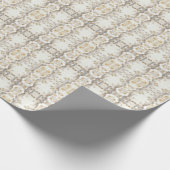 Ivoorwit bloemig goud blad inpakpapier (Hoek)