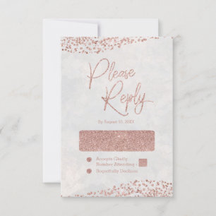 Ivoorwit & Roos Gold Glam Wedding Reply RSVP Kaartje