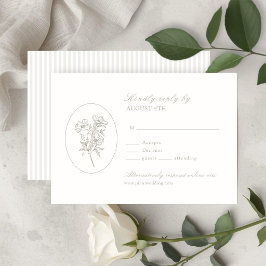 Ivoorwit | Streep & Bloem Bruiloft RSVP Kaart