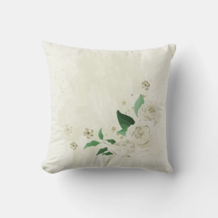 ivoorwitte bloemen groen kussen