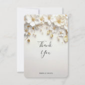 Ivoorwitte bloemengouden bladeren bedankkaart (Voorkant)