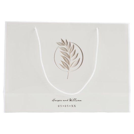 Ivoren 3d twig bruiloft groot cadeauzakje (Achterkant)