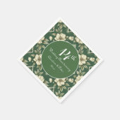 Ivoren bloemen en smaragdgroene bruiloft Jubileum Servet (Hoek)