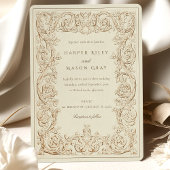 Ivoren Bruin Trouwscrollwork Kaart