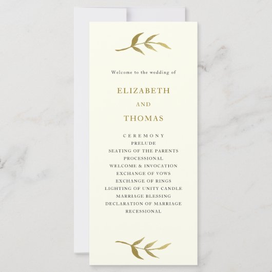 ivoren en gouden aangepast huwelijksprogramma (Voorkant)