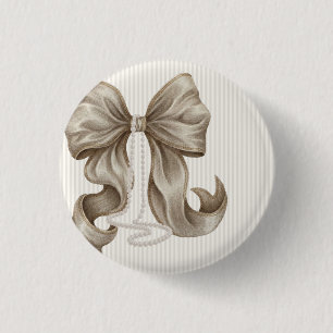 Ivoren gestreepte boog baby shower ronde button 3,2 cm