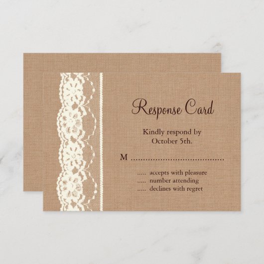 ivoren kant en middelmatige overlapping RSVP (Voorkant / Achterkant)