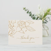 Ivoren lijn kunst Bloemen Elegante bruiloft Bedankkaart (Staand voorkant)