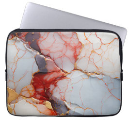 Ivoren marmer met karmozijnrode en gouden aders laptop sleeve