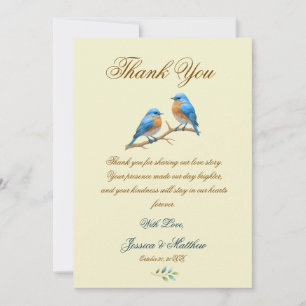 Ivoren pastel houdt van vogels Romantische Bluebir Bedankkaart