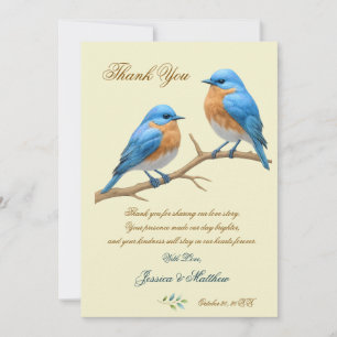 Ivoren pastel houdt van vogels Romantische Bluebir Bedankkaart