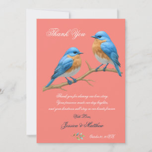 Ivoren pastel houdt van vogels Romantische Bluebir Bedankkaart