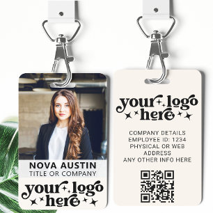 Ivoren personeelsfoto ID met QR-code bedrijfslogo Badge