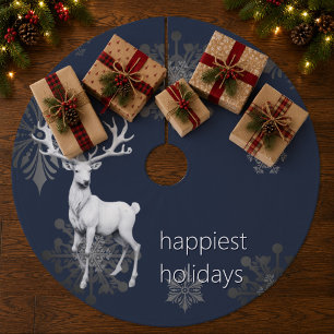 Ivoren Rendier Kerstmis Blauwe Kerstmis Fleece Kerstboom Rok