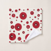 Ivoren rode stippen funky grillige cirkelpatroon  bad handdoek (Wasdoekje)