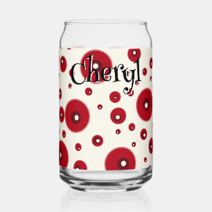 Ivoren rode stippen funky grillige cirkelpatroon  blikvorm glas