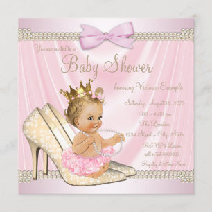 Ivoren Roze Parel Hoge Hak Baby Shower Kaart