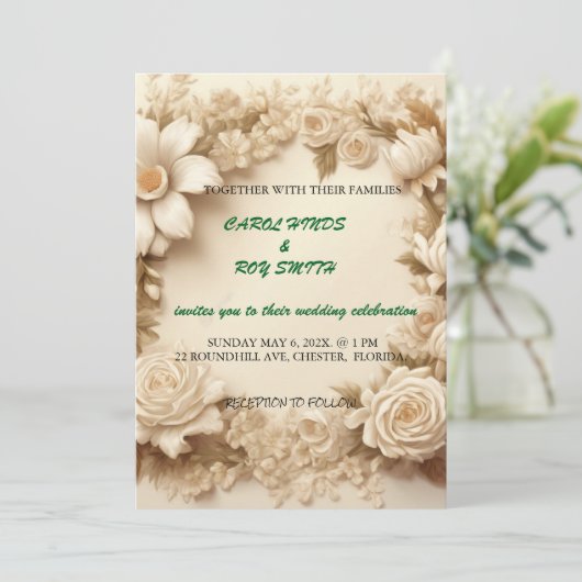 Ivoren trouwkaart feestdagenkaart (Staand voorkant)