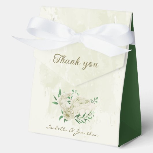 ivoren witte bloemen bruiloft bedankdoosjes (Voorkant)