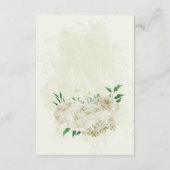 Ivoren witte bloemen groen bruiloft details informatiekaartje (Achterkant)
