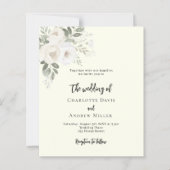 Ivoren witte bloemen huwelijksuitnodiging (Voorkant)