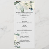 Ivoren Witte Rozen Bloem Bruiloftsprogramma Programma (Achterkant)