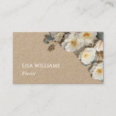 Ivory 3D Roses Rustic  | QR Code Visitekaartje (Voorkant)